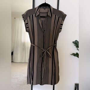 Express Buttoned short sleeved striped dress